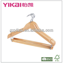 set of 5pcs wooden garment hanger with locking bar and U notches